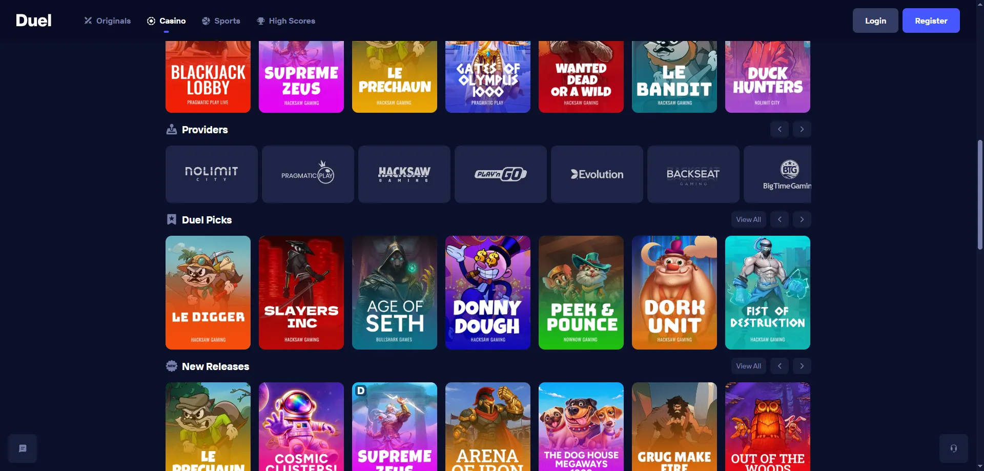 Duel Casino — web app mobile otimizado para iOS e Android